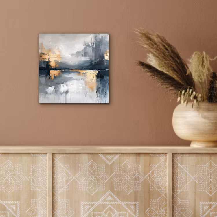 Kunst - Grijs - Goud - Abstract aluminium wit klein -sfeer4