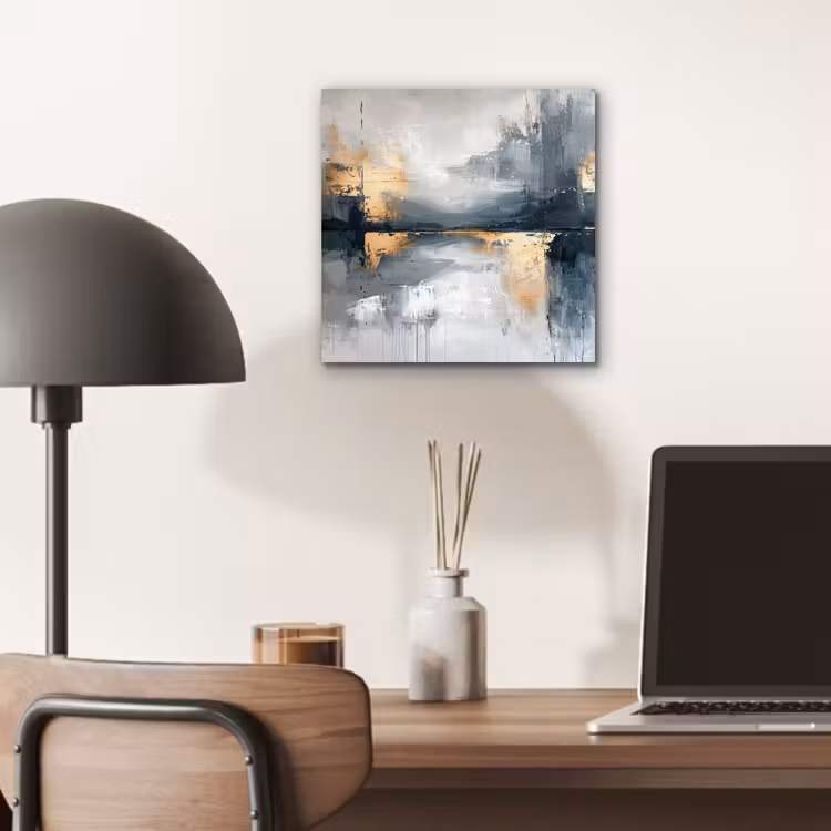 Kunst - Grijs - Goud - Abstract aluminium wit klein -sfeer5