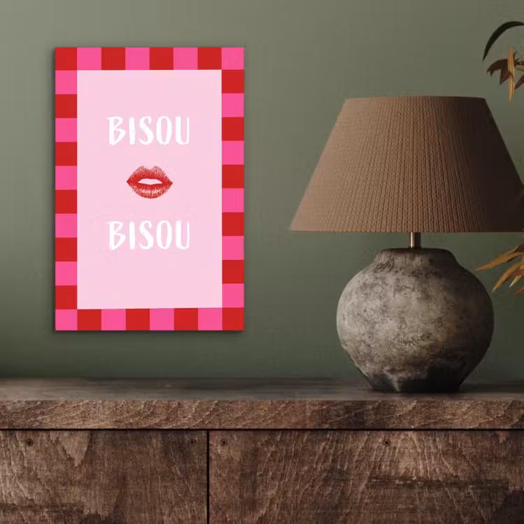 Kiss - Roze - Frans - Valentijn aluminium wit klein -sfeer2