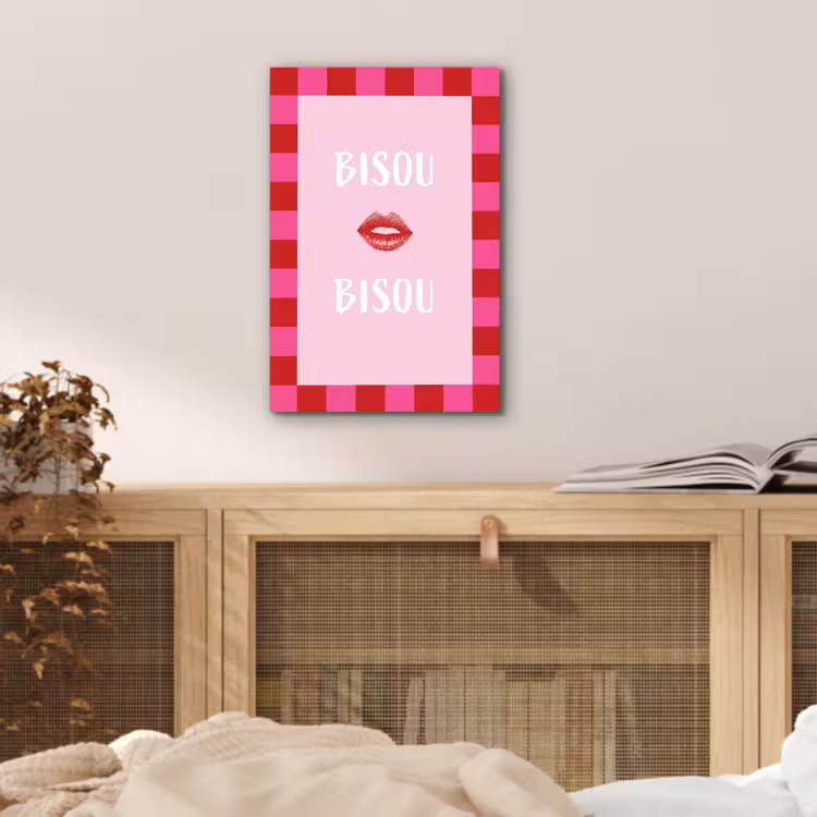 Kiss - Roze - Frans - Valentijn aluminium wit klein -sfeer3