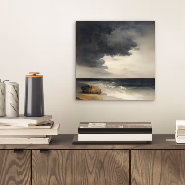 Kust - Golven - Rots - Storm aluminium wit klein -sfeer1