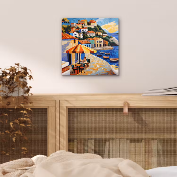 Kustdorp - Huisjes - Mozaïek - Zee aluminium wit klein -sfeer3