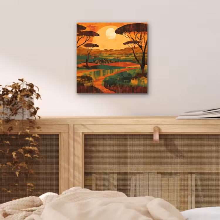 Landschap - Afrikaans - Zon aluminium wit klein -sfeer3