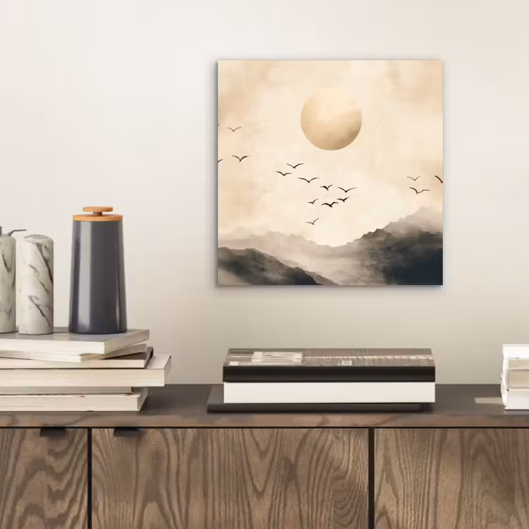 Landschap - Japandi - vogel aluminium wit klein -sfeer1