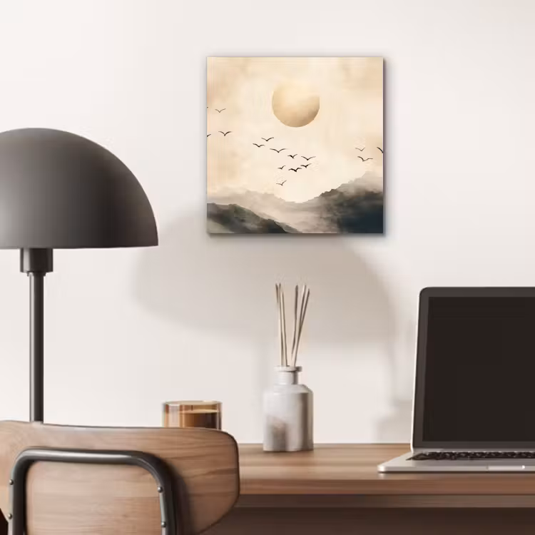 Landschap - Japandi - vogel aluminium wit klein -sfeer5