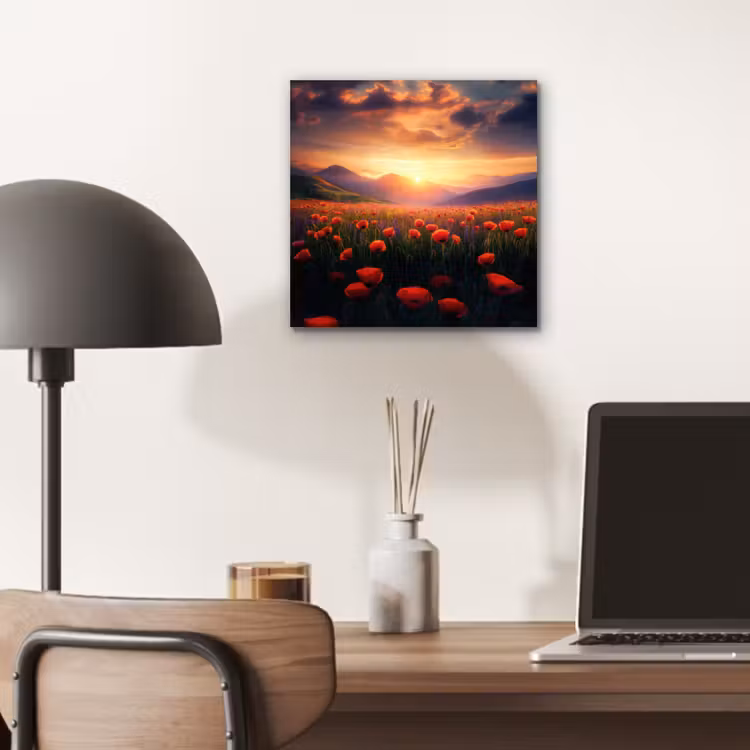 Landschap - Zonsondergang - Bloemenveld aluminium wit klein -sfeer5