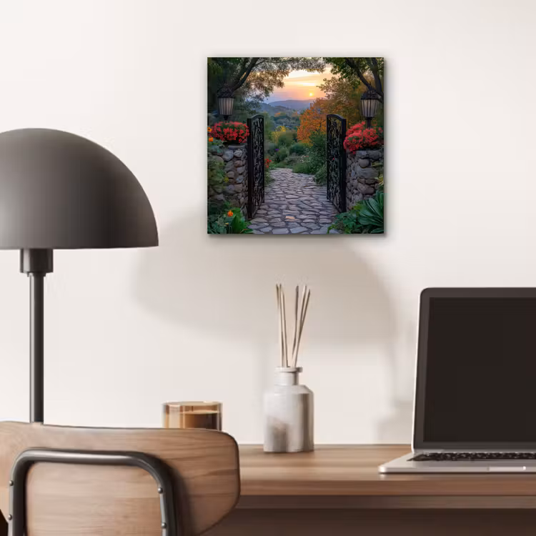 Landschap - Hek - Pad - Zonsondergang - Natuur aluminium wit klein -sfeer5