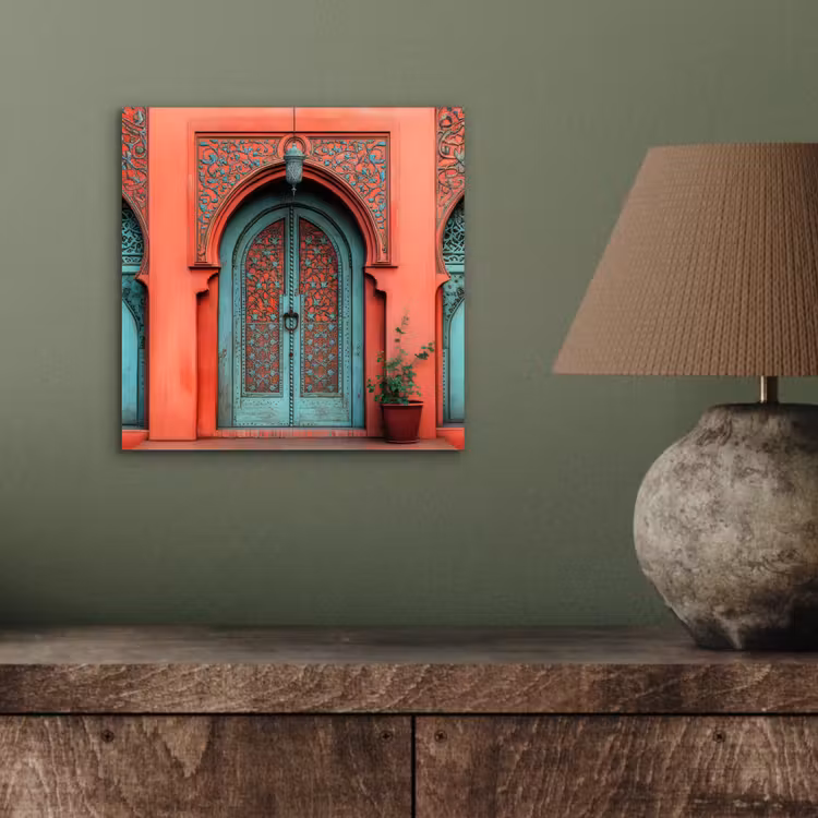 Lantaarn - Deur - Turquoise aluminium wit klein -sfeer2