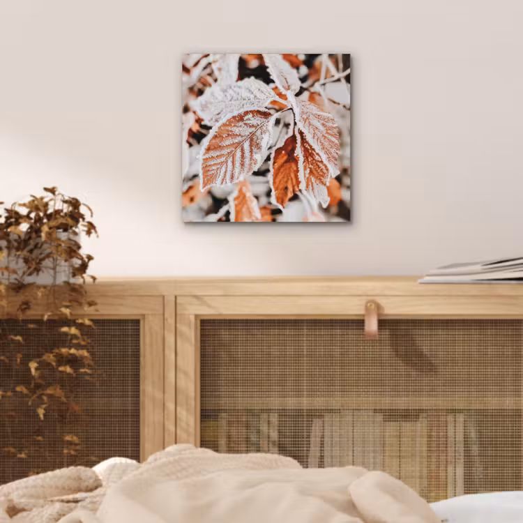 Bladeren - IJs - Winter - Natuur aluminium wit klein -sfeer3
