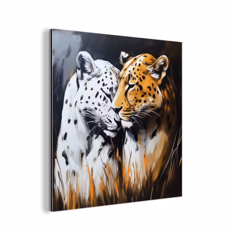 Luipaard - Oranje - Wit - Gras aluminium wit klein -3d