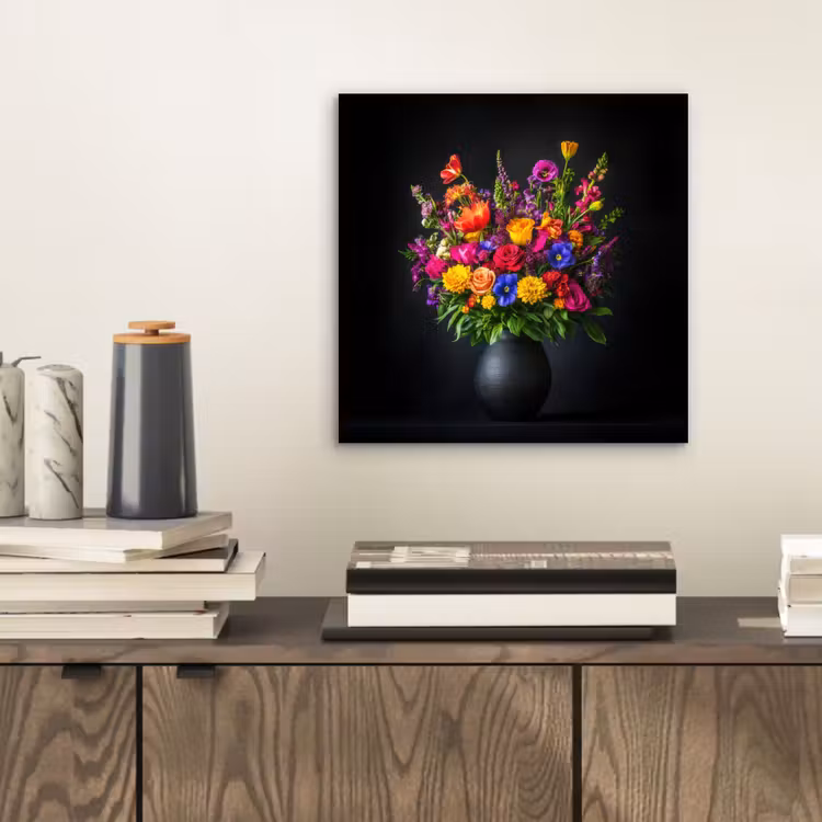 Felgekleurd - Bloemen - Vaas aluminium wit klein -sfeer1