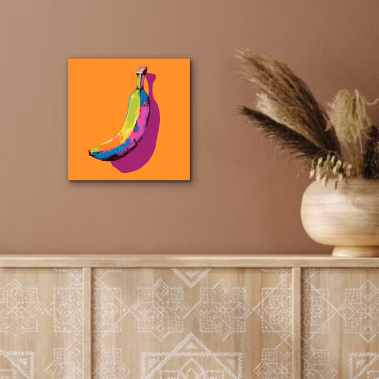 Felle kleuren - Banaan - popart aluminium wit klein -sfeer4