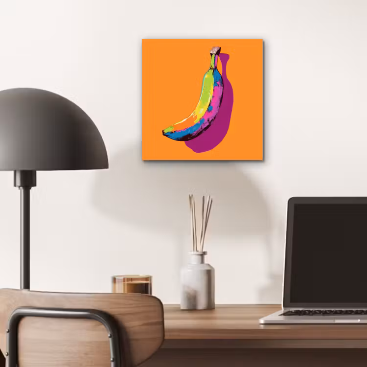 Felle kleuren - Banaan - popart aluminium wit klein -sfeer5