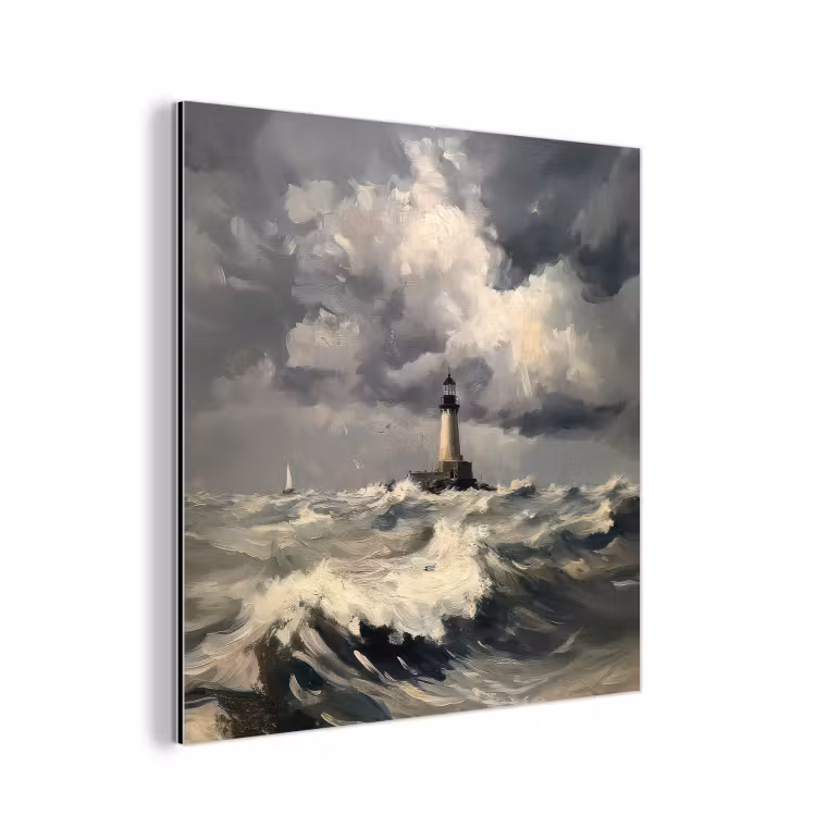 Vuurtoren - Golven - Storm aluminium wit klein -3d