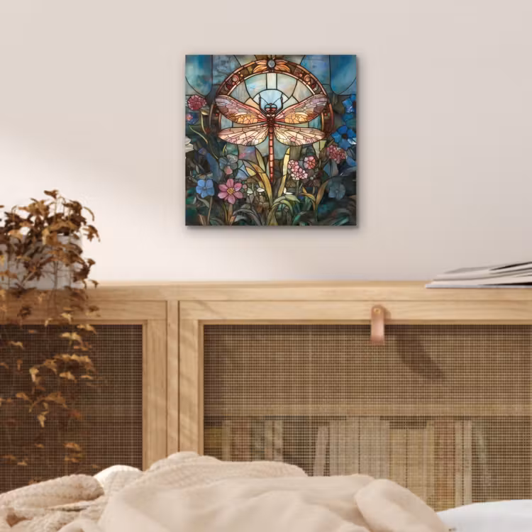 Libelle - Mozaïek - Bloemen - Kleurrijk aluminium wit klein -sfeer3