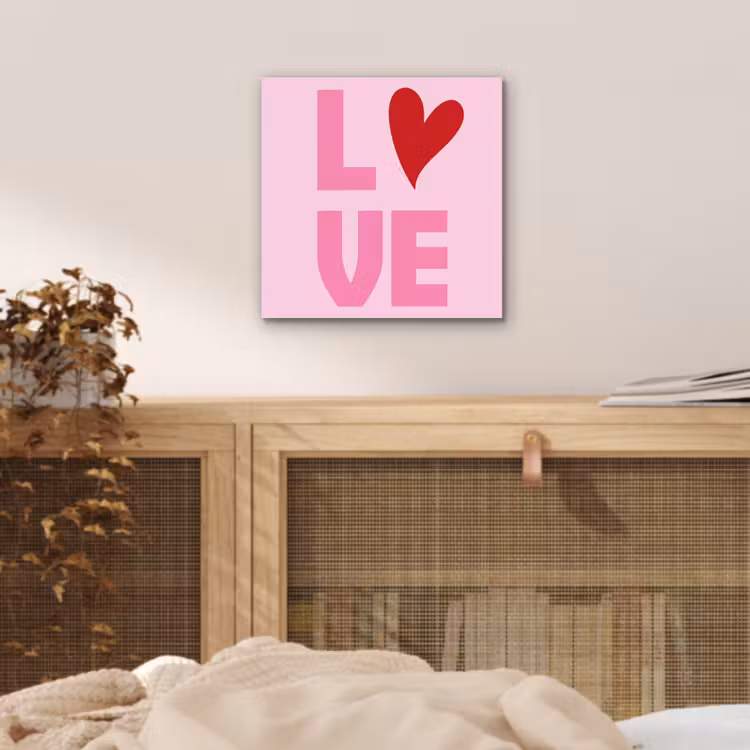 Love - Roze - Hart - Valentijn aluminium wit klein -sfeer3