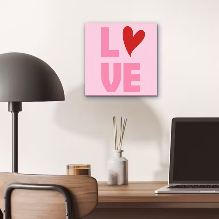Love - Roze - Hart - Valentijn aluminium wit klein -sfeer5