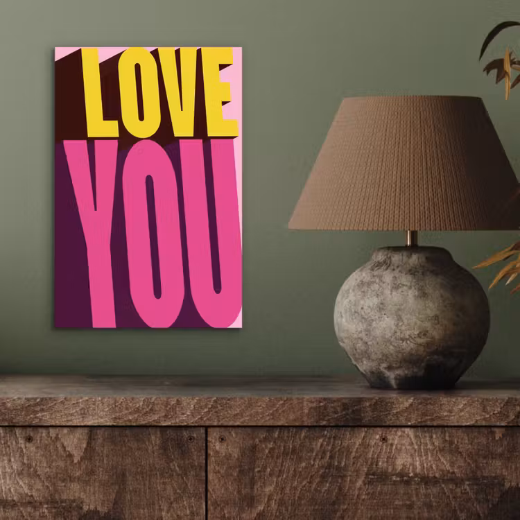 Love - Tekst - Roze - Valentijn aluminium wit klein -sfeer2