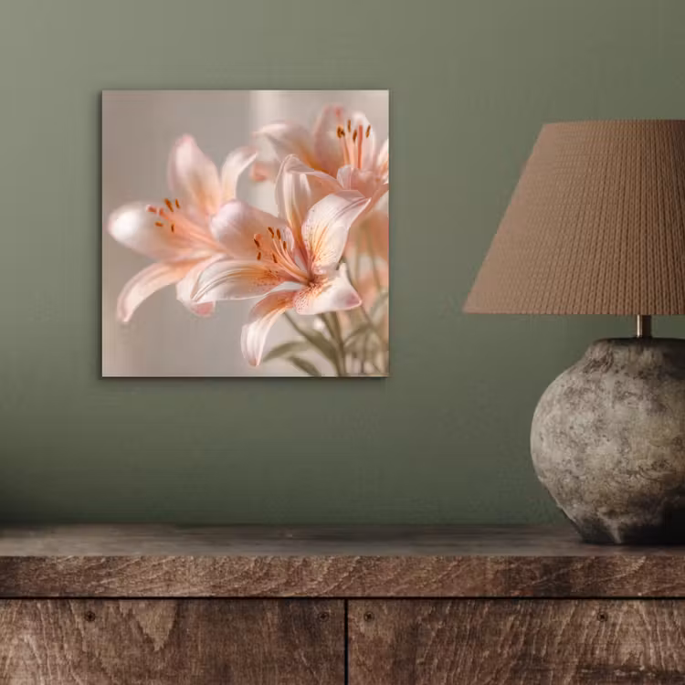 Lelies - Meeldraden - Roze - Wazig aluminium wit klein -sfeer2