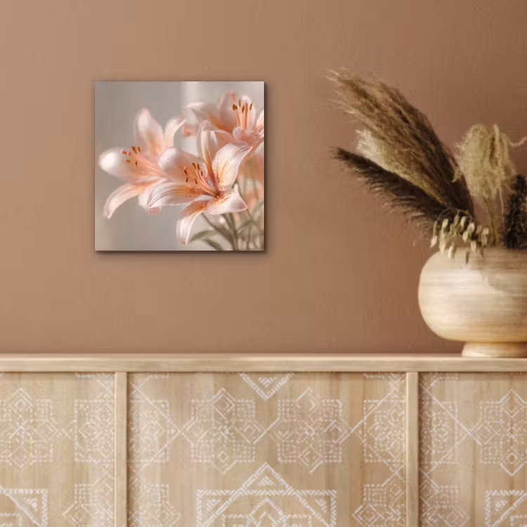Lelies - Meeldraden - Roze - Wazig aluminium wit klein -sfeer4