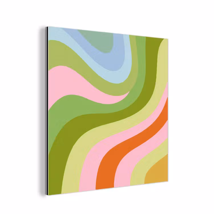 Lijnen - Pasteltinten - Golvend aluminium wit klein -3d