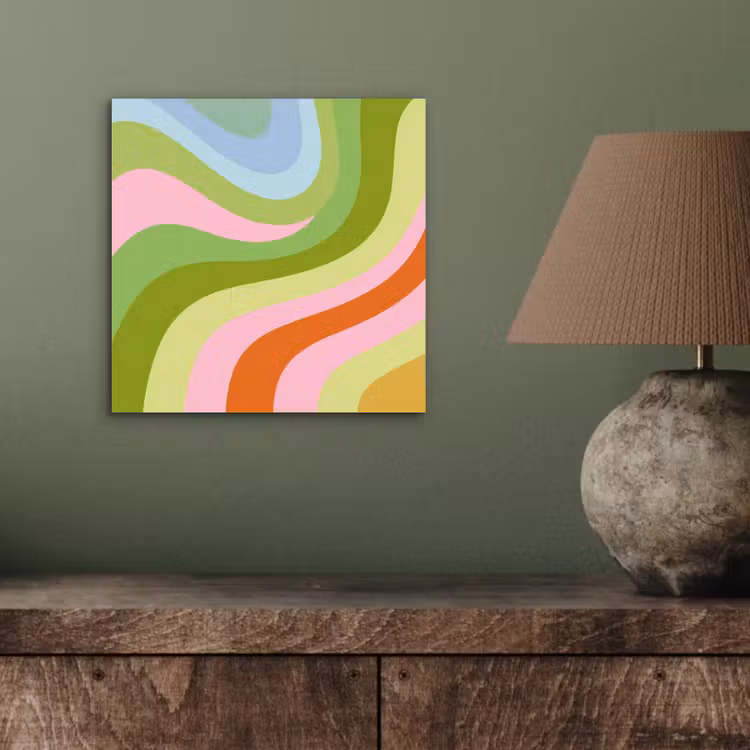 Lijnen - Pasteltinten - Golvend aluminium wit klein -sfeer2