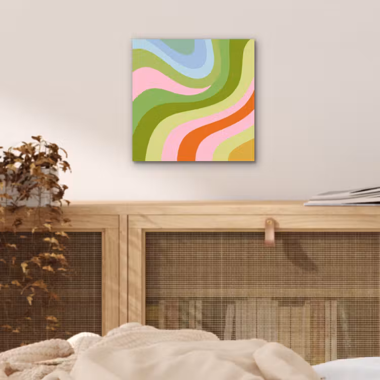 Lijnen - Pasteltinten - Golvend aluminium wit klein -sfeer3