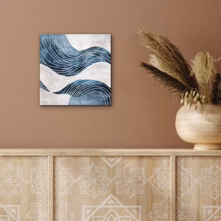Lijnen - Golven - Abstract - Blauw aluminium wit klein -sfeer4