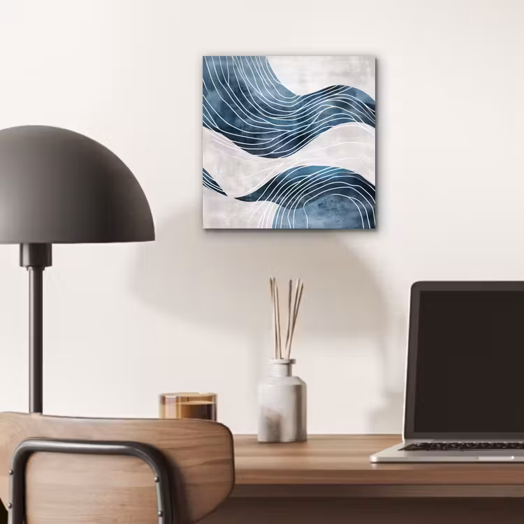 Lijnen - Golven - Abstract - Blauw aluminium wit klein -sfeer5