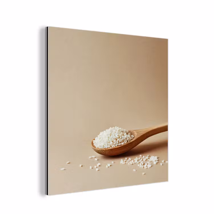 Lepel - Rijst - Hout - Beige aluminium wit klein -3d