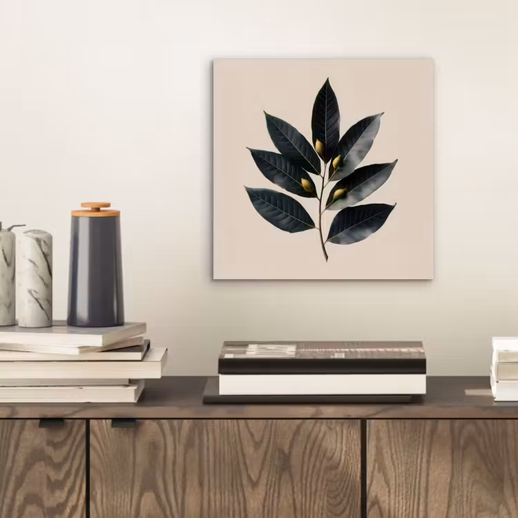 Laurierbladeren - Bloemknoppen - subtiel aluminium wit klein -sfeer1