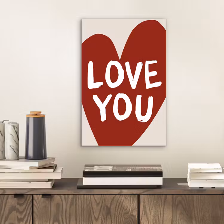 Loveyou - Hart - Rood aluminium wit klein -sfeer1