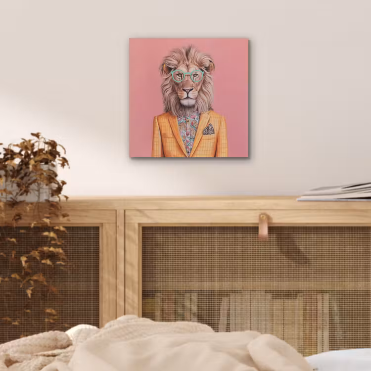 Leeuw - Pak - Geruit - Bril aluminium wit klein -sfeer3