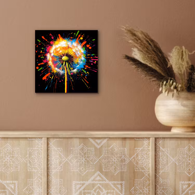 Paardenbloem - Graffiti - Kleurrijk - Bloemen - Natuur aluminium wit klein -sfeer4