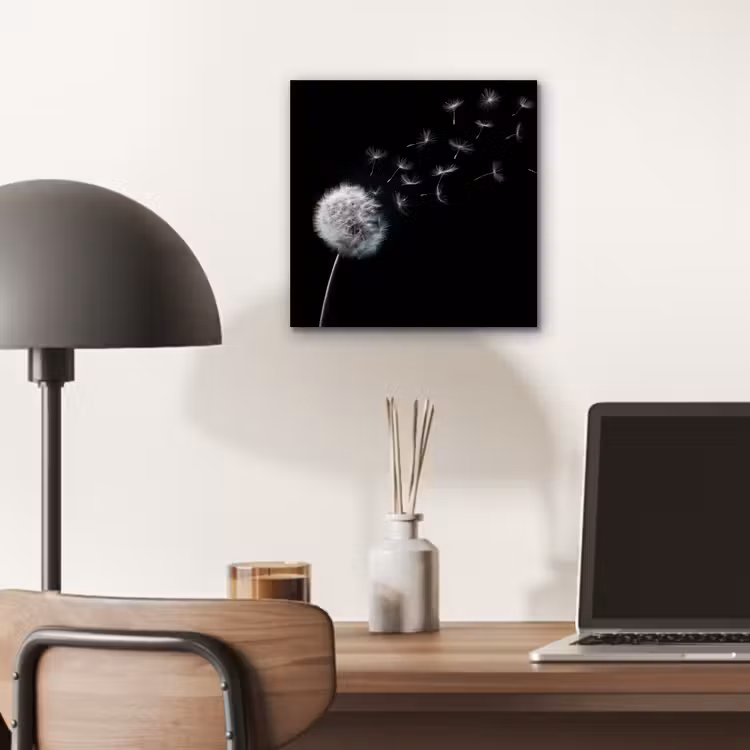 Paardenbloem - Zwart - Natuur aluminium wit klein -sfeer5