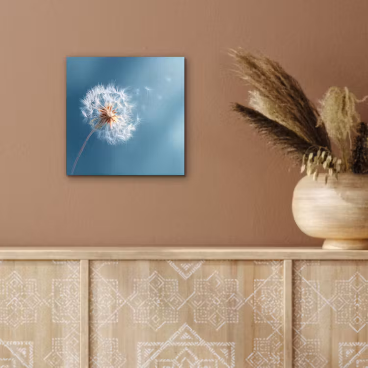 Paardenbloem - Wind - Blauw aluminium wit klein -sfeer4