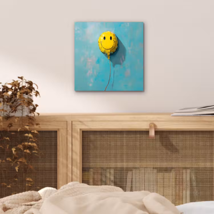 Ballon - Geel - Smiley aluminium wit klein -sfeer3