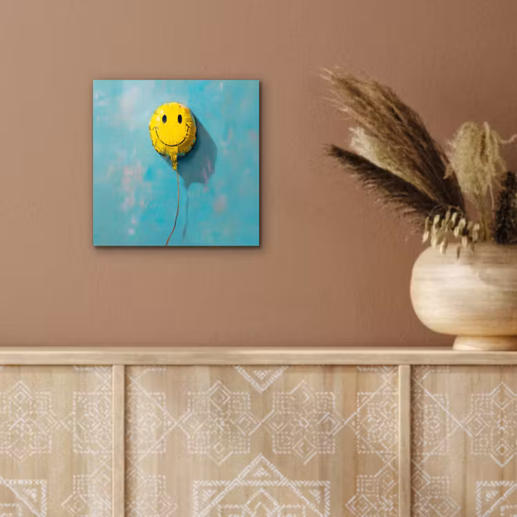 Ballon - Geel - Smiley aluminium wit klein -sfeer4