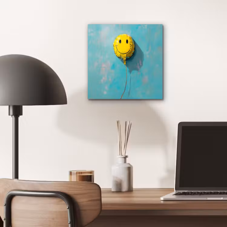 Ballon - Geel - Smiley aluminium wit klein -sfeer5