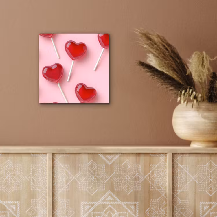 Lollies - Hartjes - Roze aluminium wit klein -sfeer4