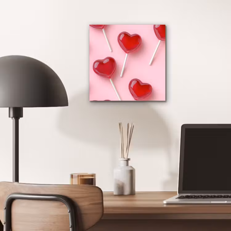Lollies - Hartjes - Roze aluminium wit klein -sfeer5
