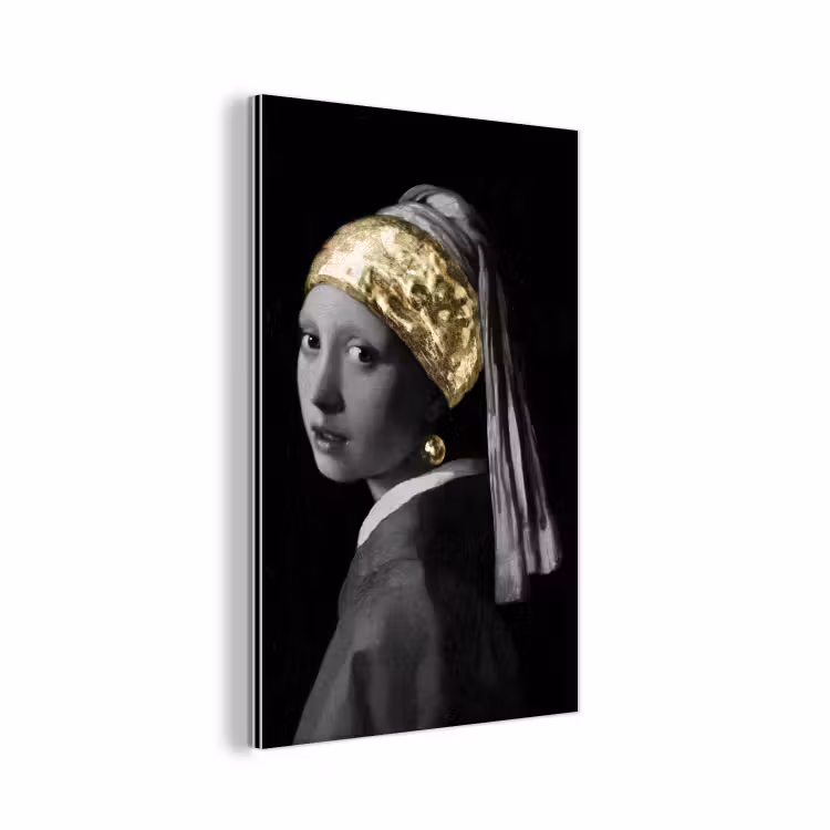 Meisje met de parel - Johannes Vermeer - Goud aluminium wit klein -3d