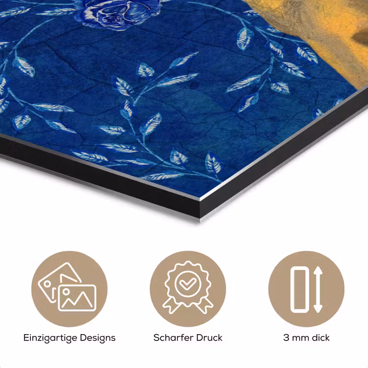 Meisje met de parel - Delfts blauw - Vermeer - Bloemen - Schilderij - Oude meesters aluminium wit klein -closeup_DE
