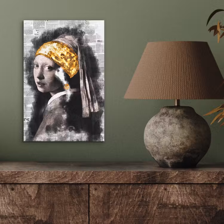 Meisje met de parel - Johannes Vermeer - Krant - Goud aluminium wit klein -sfeer2