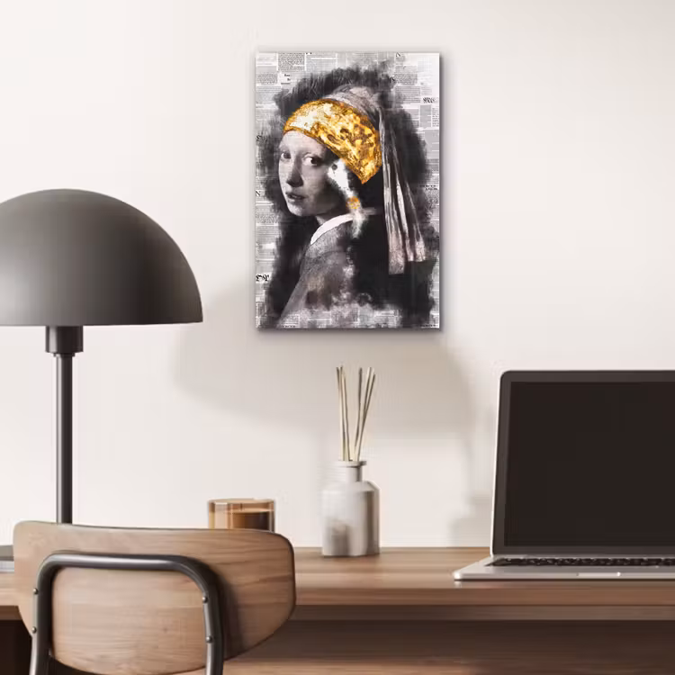 Meisje met de parel - Johannes Vermeer - Krant - Goud aluminium wit klein -sfeer5