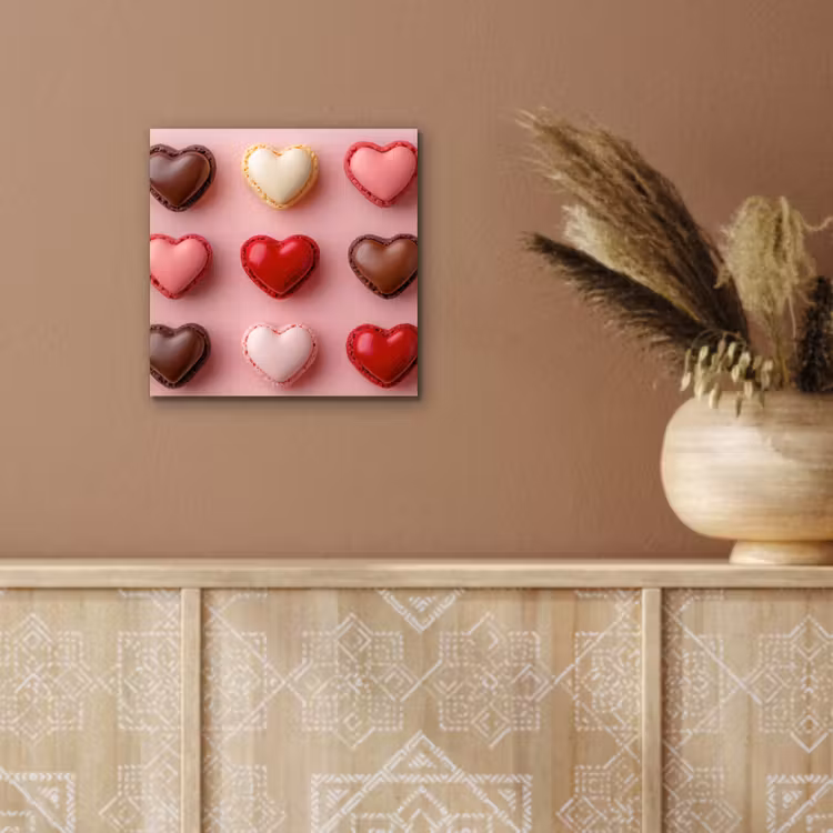 Macarons - Hartjes - Kleurrijk - Roze aluminium wit klein -sfeer4