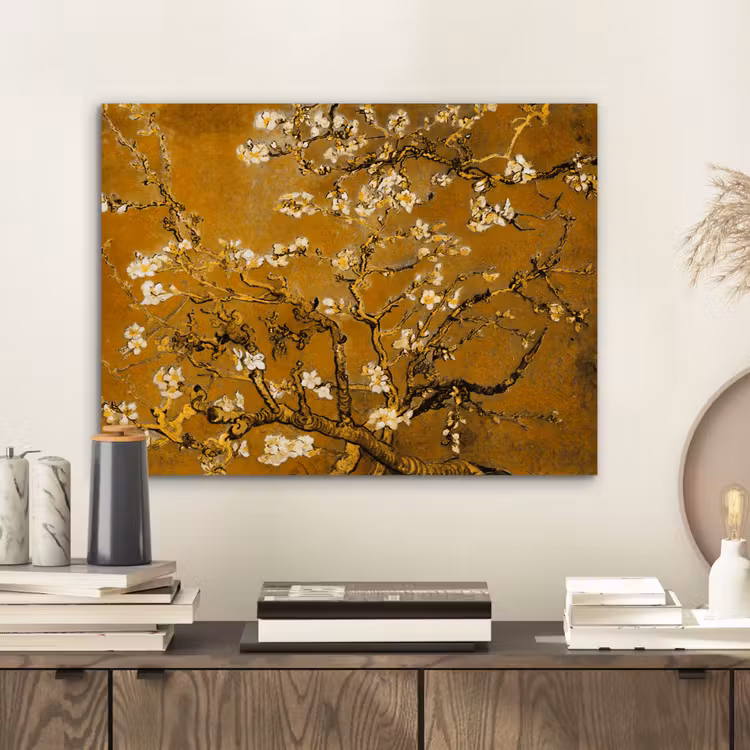 Amandelbloesem - Kunst - Van Gogh - Goud aluminium wit klein -sfeer1