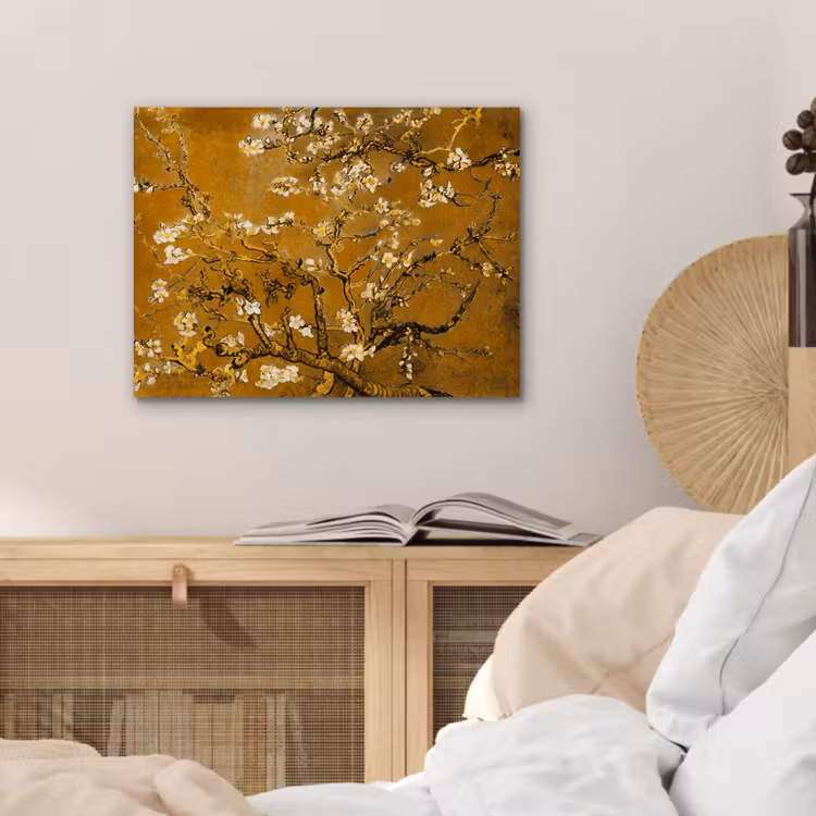 Amandelbloesem - Kunst - Van Gogh - Goud aluminium wit klein -sfeer3