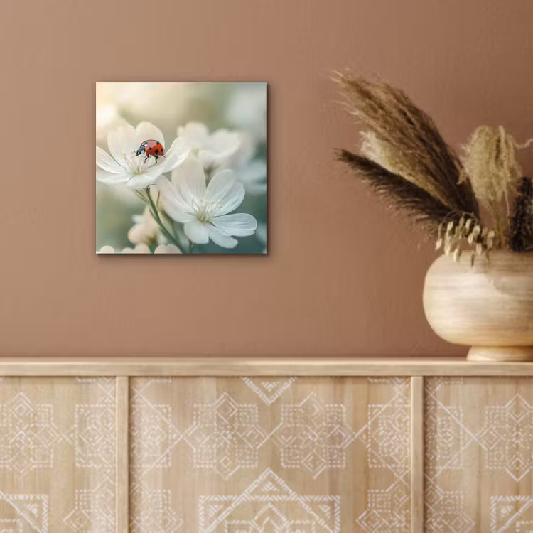 Lieveheersbeestje - Bloemen - Wit aluminium wit klein -sfeer4