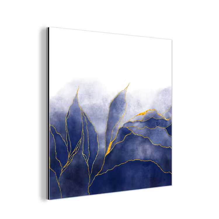 Marmer - Blauw - Marmerlook - Goud - Textuur aluminium wit klein -3d